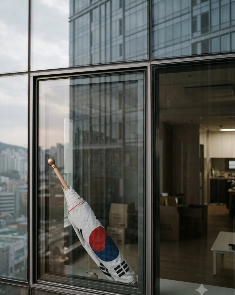 정성스레 접혀 있는 태극기 한 장