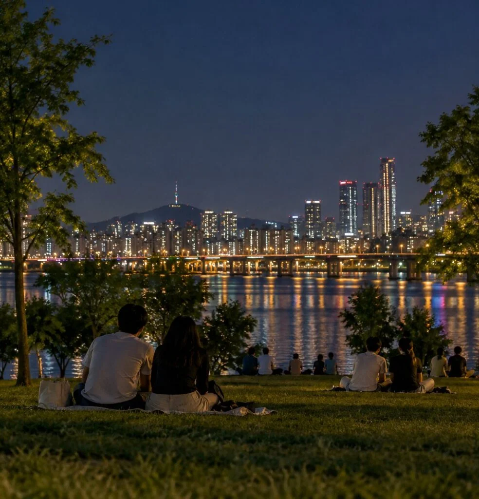 가을 낙엽 위에 놓인 옛 온도계