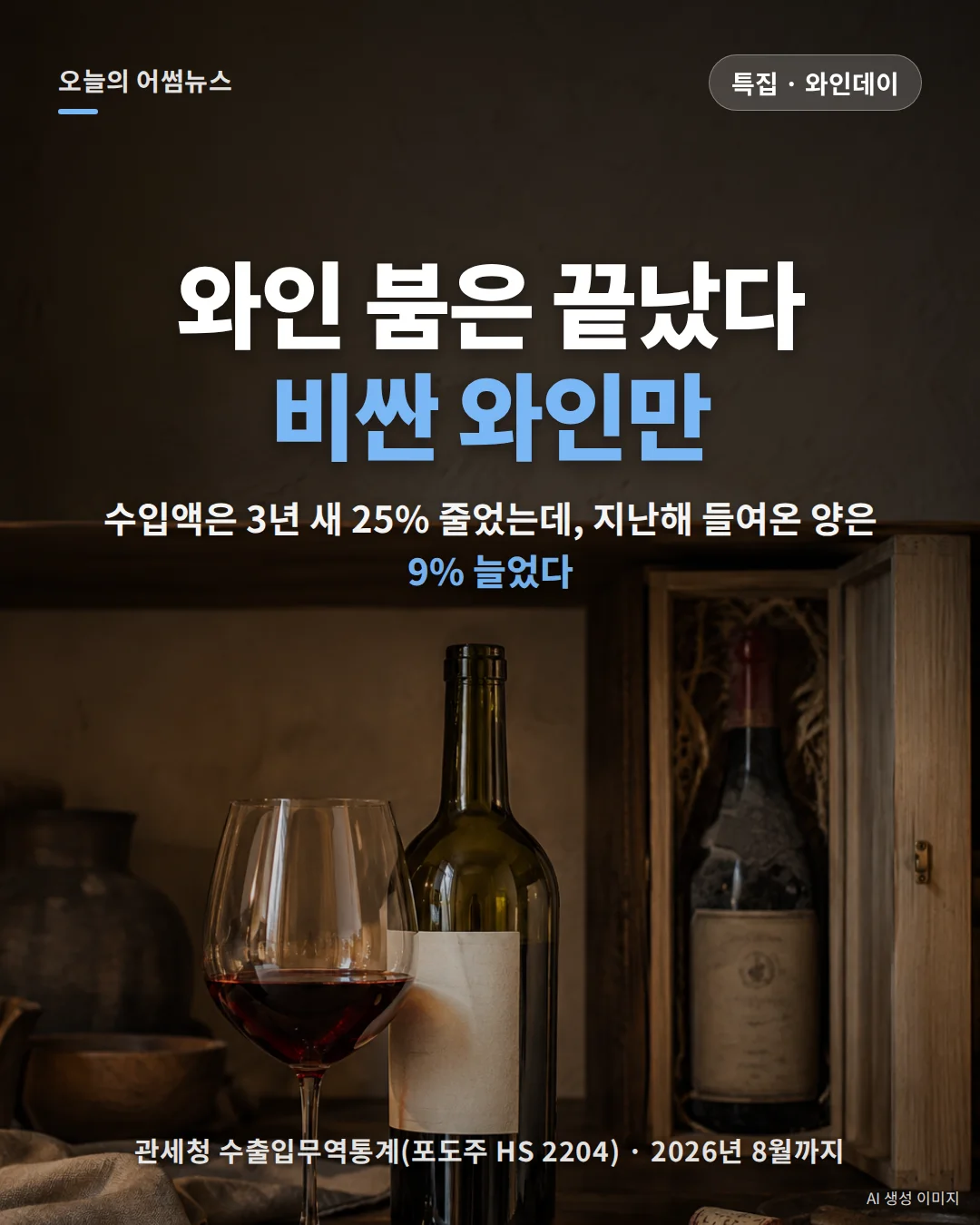 2025 와인 수입 추이·나라별 비교: 정점 대비 -25%, 뉴질랜드 9.6배