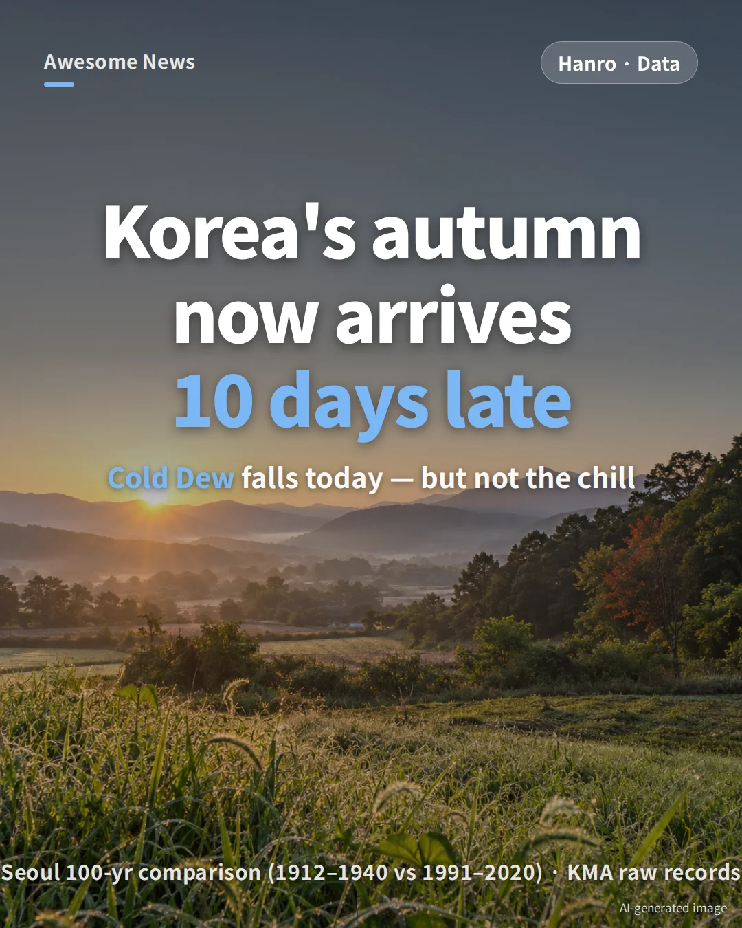 South Korea Hanro (‘Cold Dew’) 2026: 100 Years of Warming, Autumn Arrives 10 Days Later